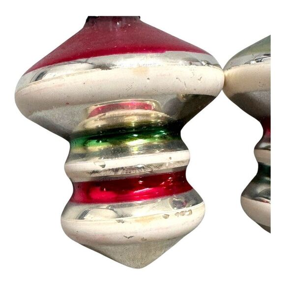 Vintage Shiny Brite Striped Mercury UFO Lantern Tornado Atom Atomic Ornament Lot - Picture 5 of 13